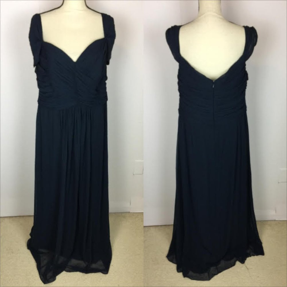 Dressy Collection Vivian Diamond Maxi Wrap Dress Sz 20 Womans Plus Navy Blue